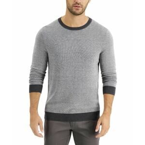 Tasso Elba Men’s Sweater Grey Crewneck Pullover Large Cotton Blend